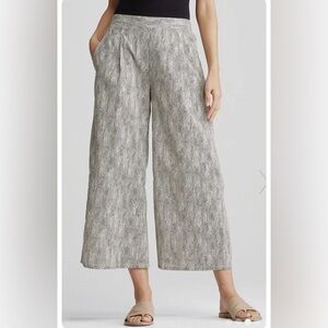 RARE Eileen Fisher 100% Organic Cotton Chainette Printed Wide Leg Crop P…